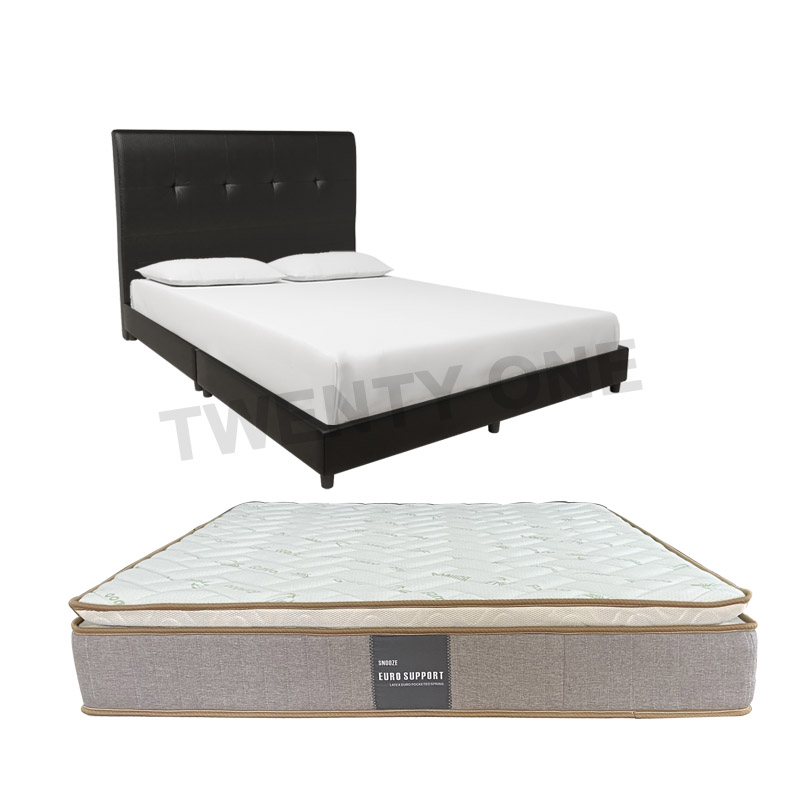 CHARM BED FRAME + 10 INCH BAMBOO LATEX  POCKETED SPRING MATTRESS