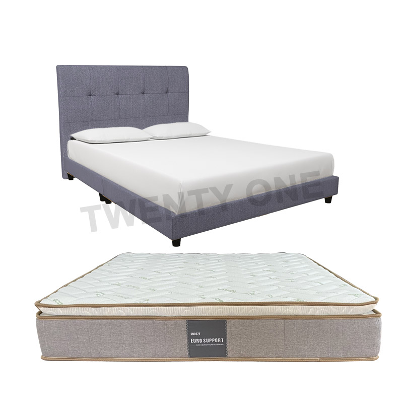 CHARM BED FRAME(GREY COLOUR) + 10 INCH BAMBOO LATEX POCKETED SPRING MATTRESS