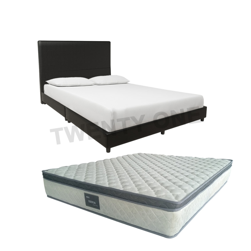 RUBY FAUX LEATHER BED FRAME + 10 INCH SPRING MATTRESS