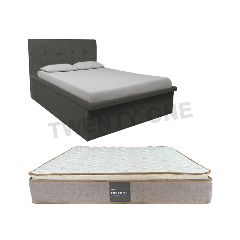 GLORY FABRIC 14" STORAGE BED + 10 INCH BAMBOO LATEX POCKETED SPRING MATTRESS