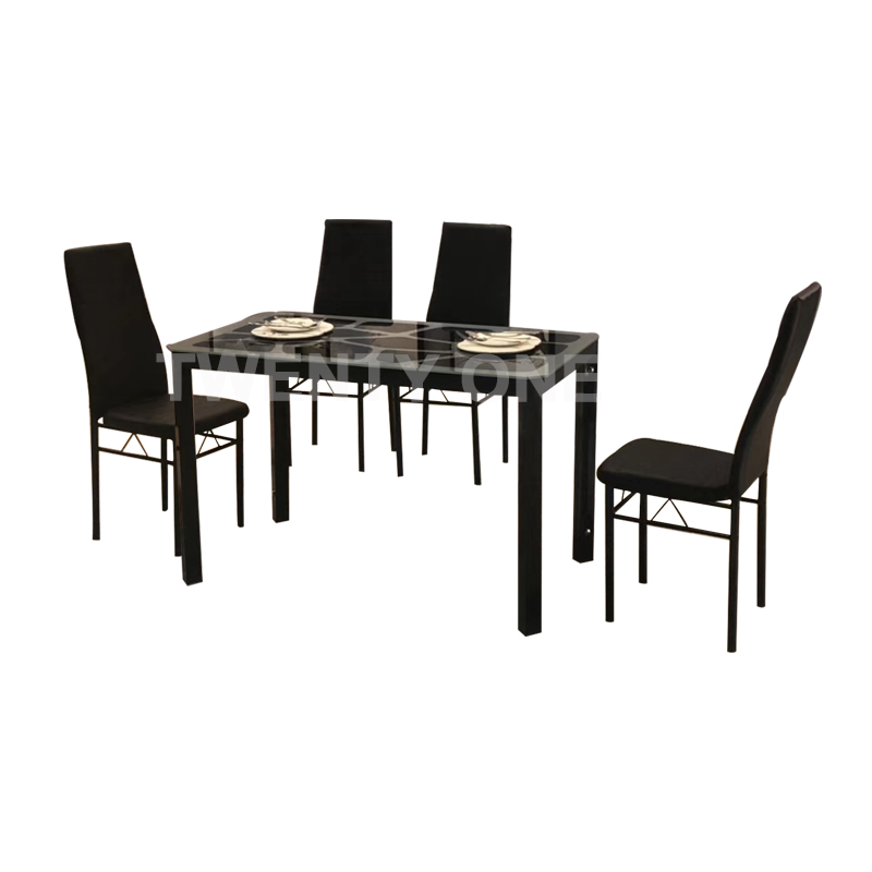 CAPRI  DINING TABLE SET WITH GLASS TOP (1+4)