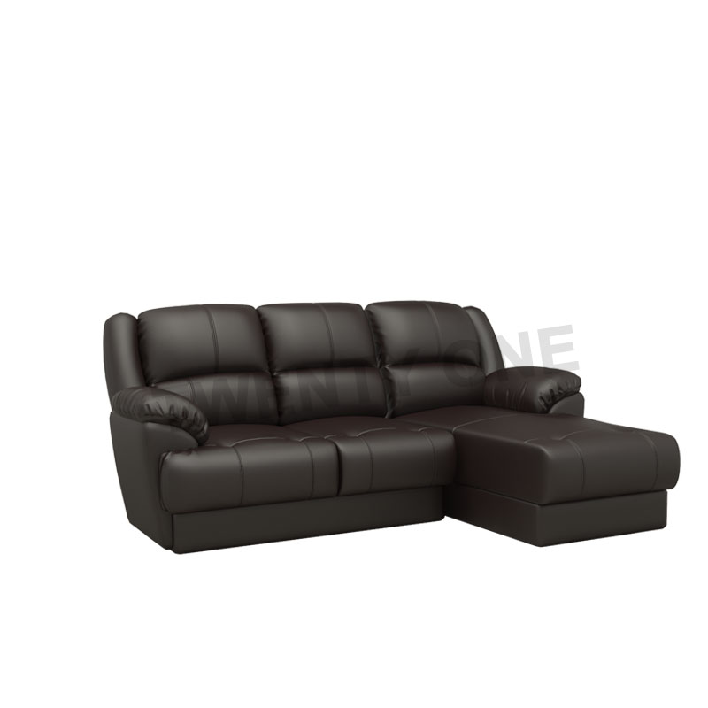 SLASH FAUX LEATHER SEATER  WITH CHAISE SOFA